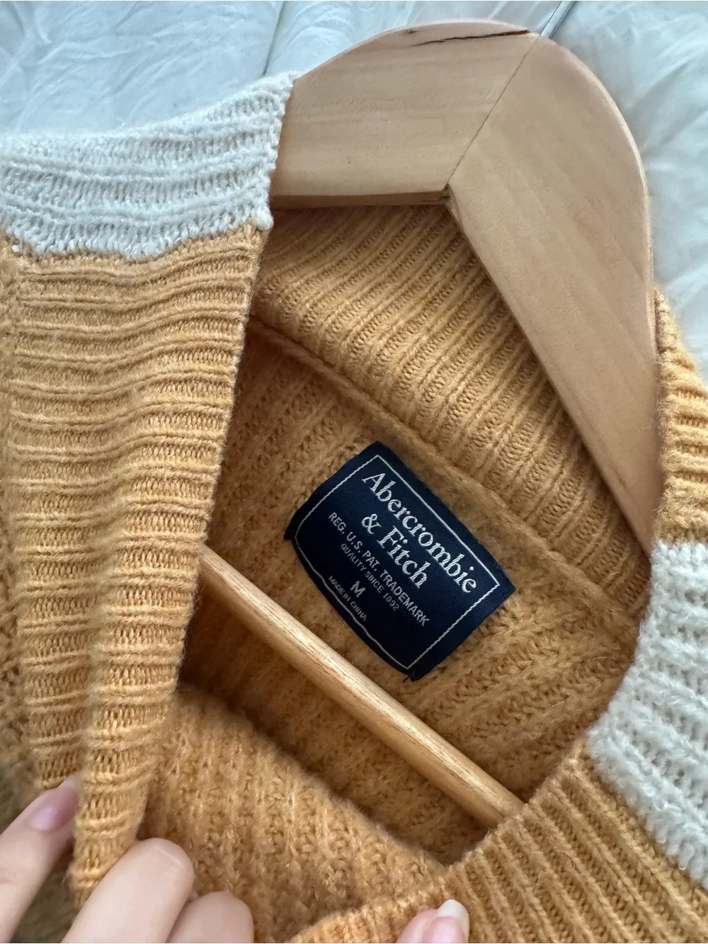 Abercrombie & Fitch mustard yellow and cream striped sweater